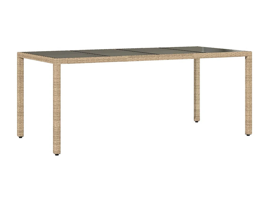 Porin  Table de jardin avec dessus en verre beige résine tressée