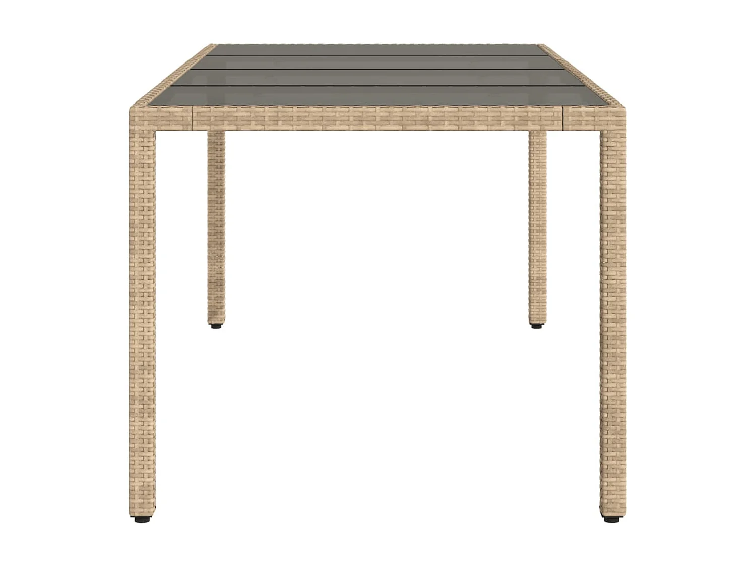 Porin  Table de jardin avec dessus en verre beige résine tressée
