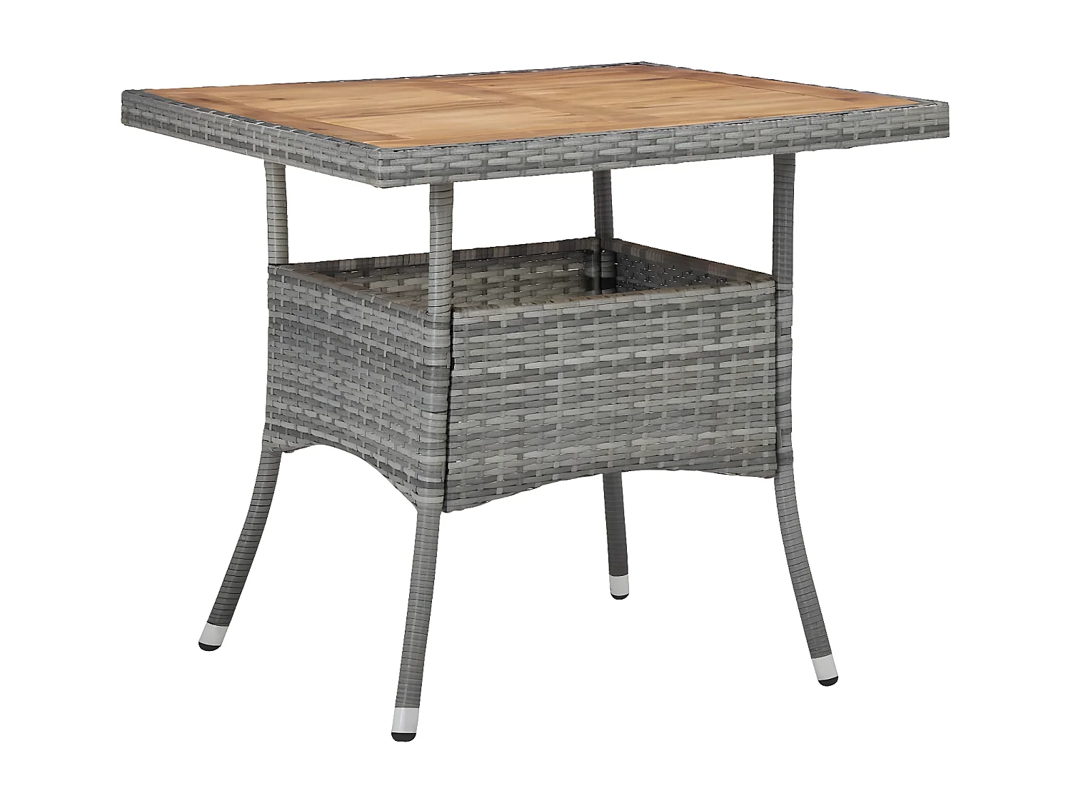 Marie-Bérengère  Garten-Esstisch Grau Poly Rattan und Massivholz Akazie