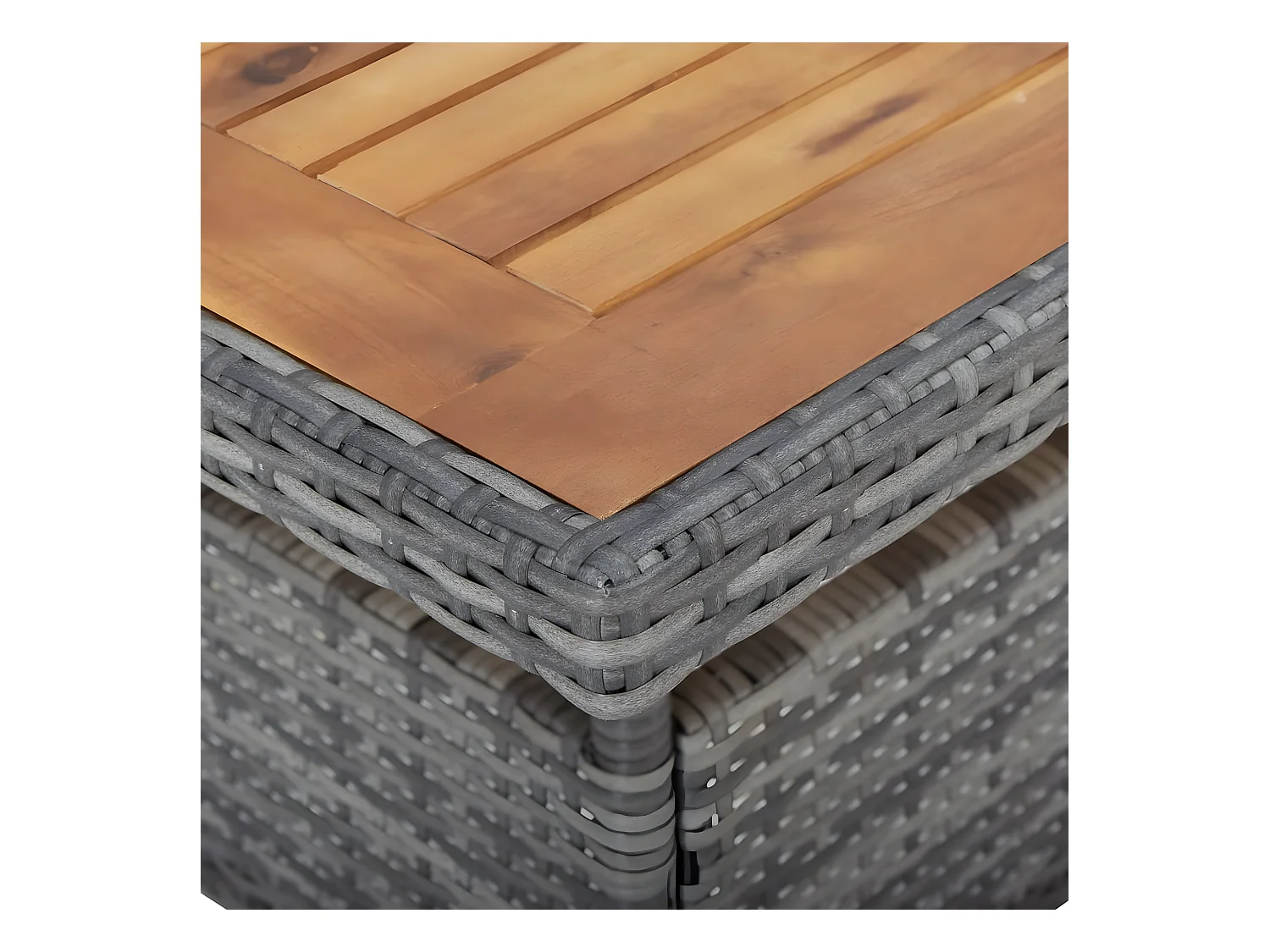 Marie-Bérengère  Table d'extérieur Gris Résine tressée et bois d'acacia solide