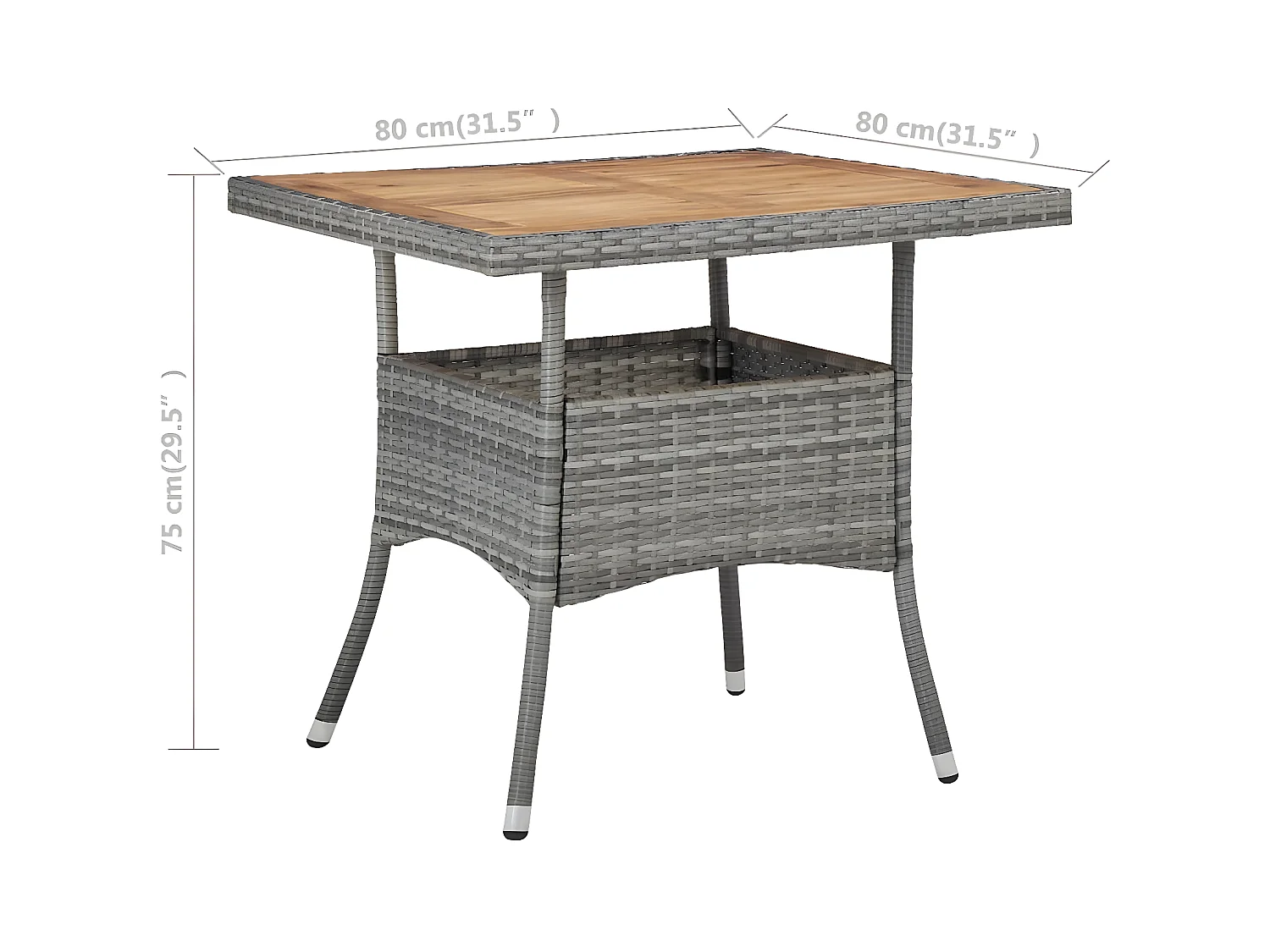 Marie-Bérengère  Table d'extérieur Gris Résine tressée et bois d'acacia solide