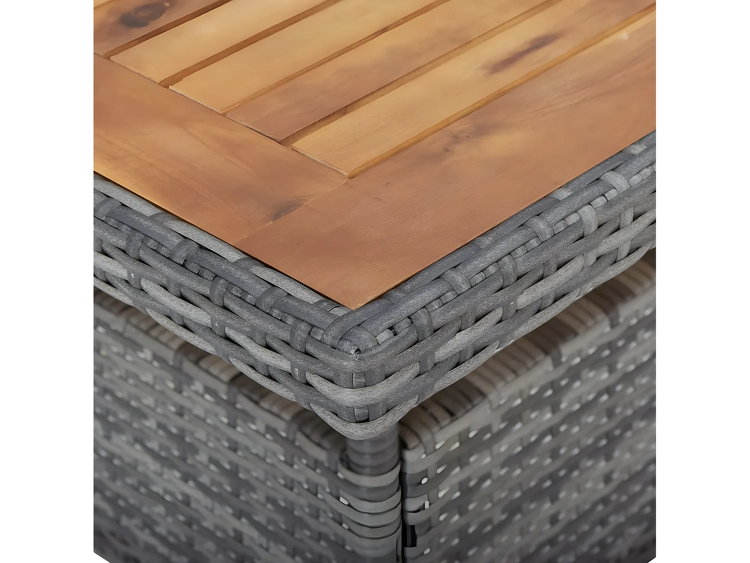 Marie-Bérengère  Table d'extérieur Gris Résine tressée et bois d'acacia solide