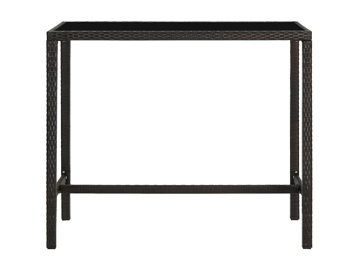 Orren  Mesa alta de jardín ratán sintético y vidrio marrón 130x60x110cm