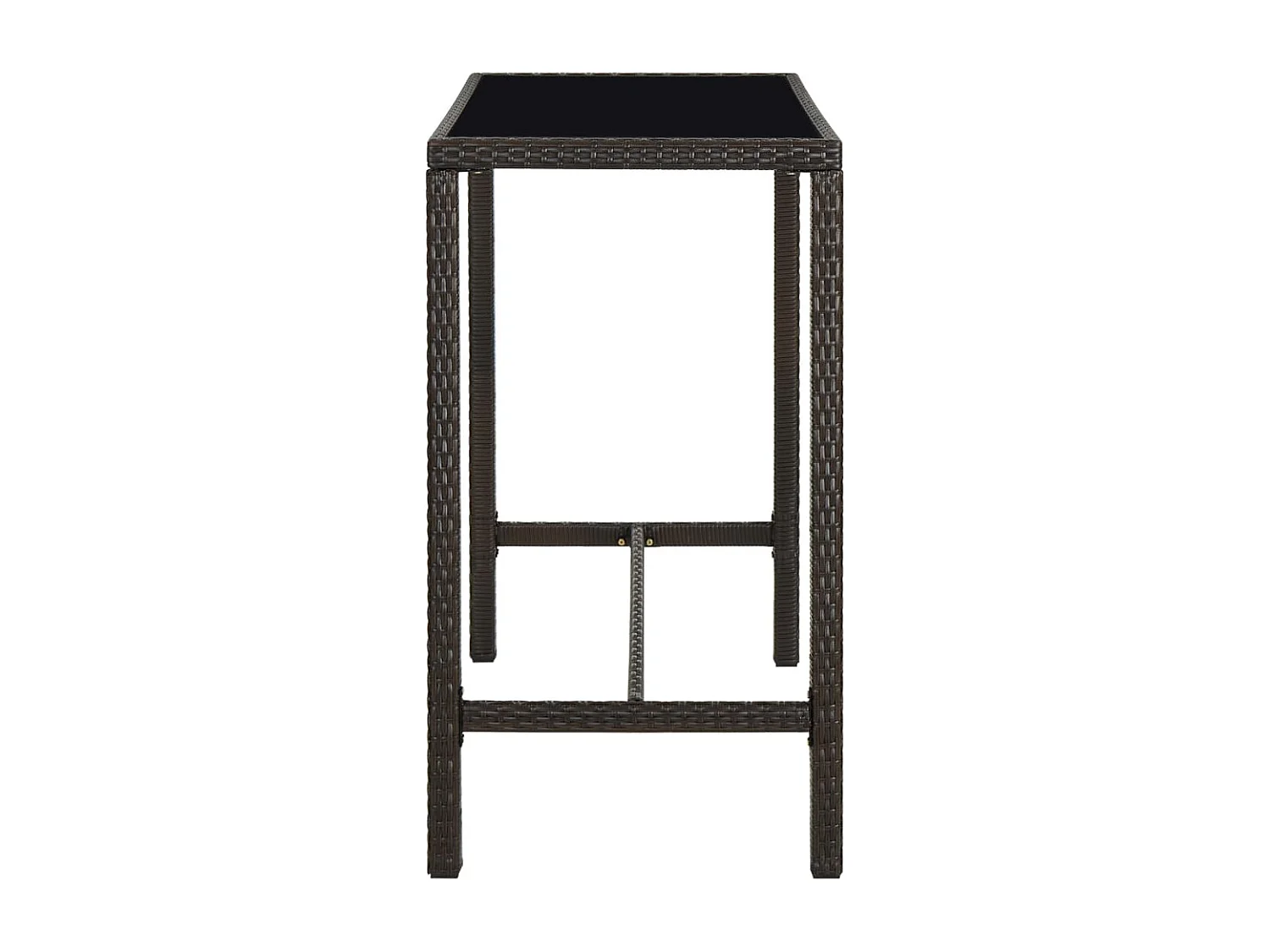 Orren  Mesa alta de jardín ratán sintético y vidrio marrón 130x60x110cm