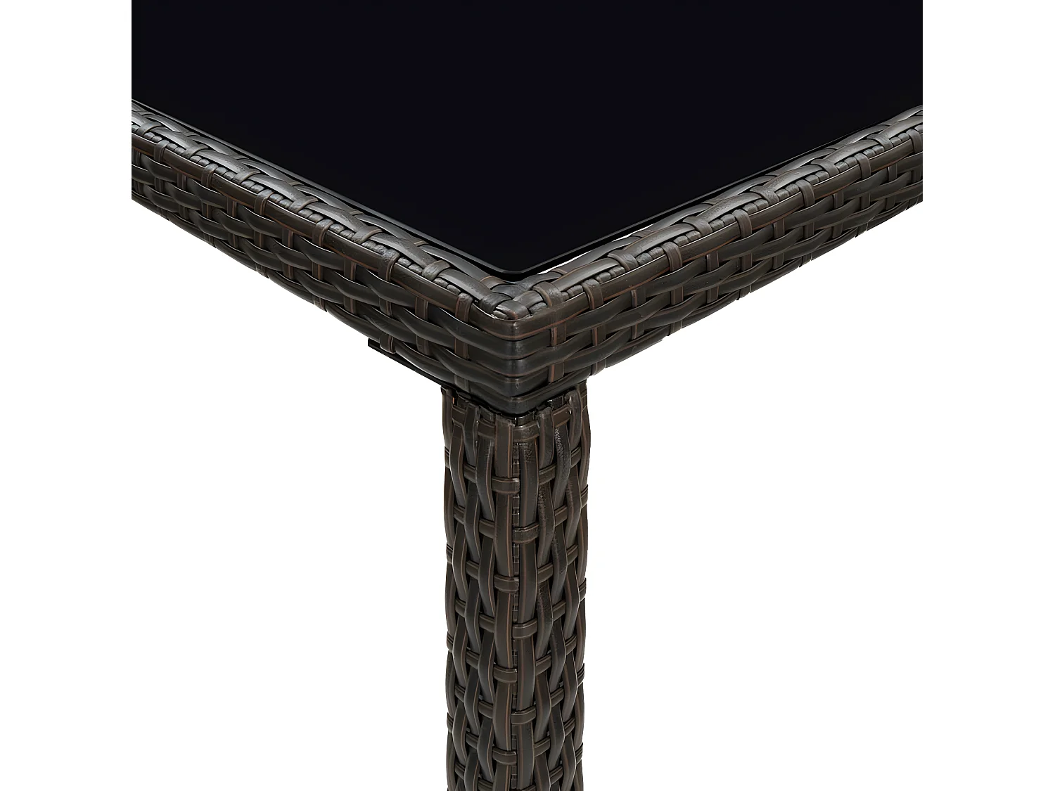 Orren  Mesa alta de jardín ratán sintético y vidrio marrón 130x60x110cm