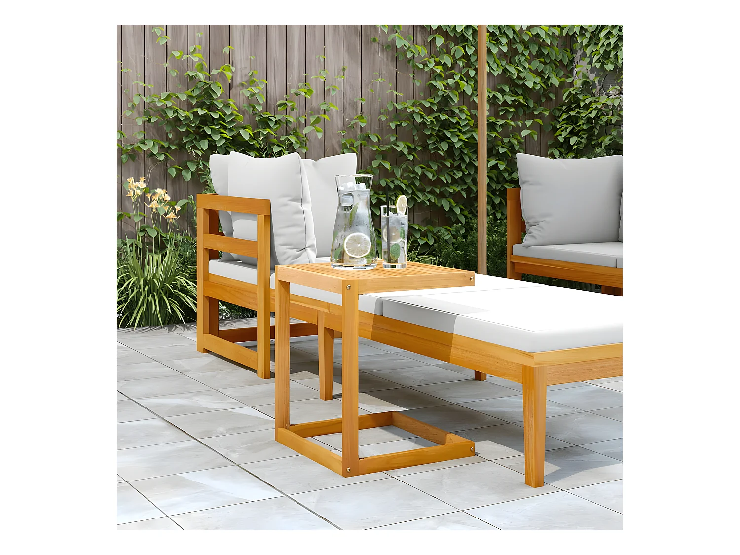 Garden Furniture -  Bijzettafel C-vormig 42x40x50 cm massief acaciahout