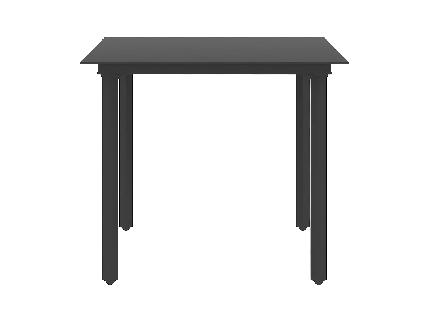 Chickamauga  Table à dîner de jardin Noir 80x80x74 cm Acier et verre