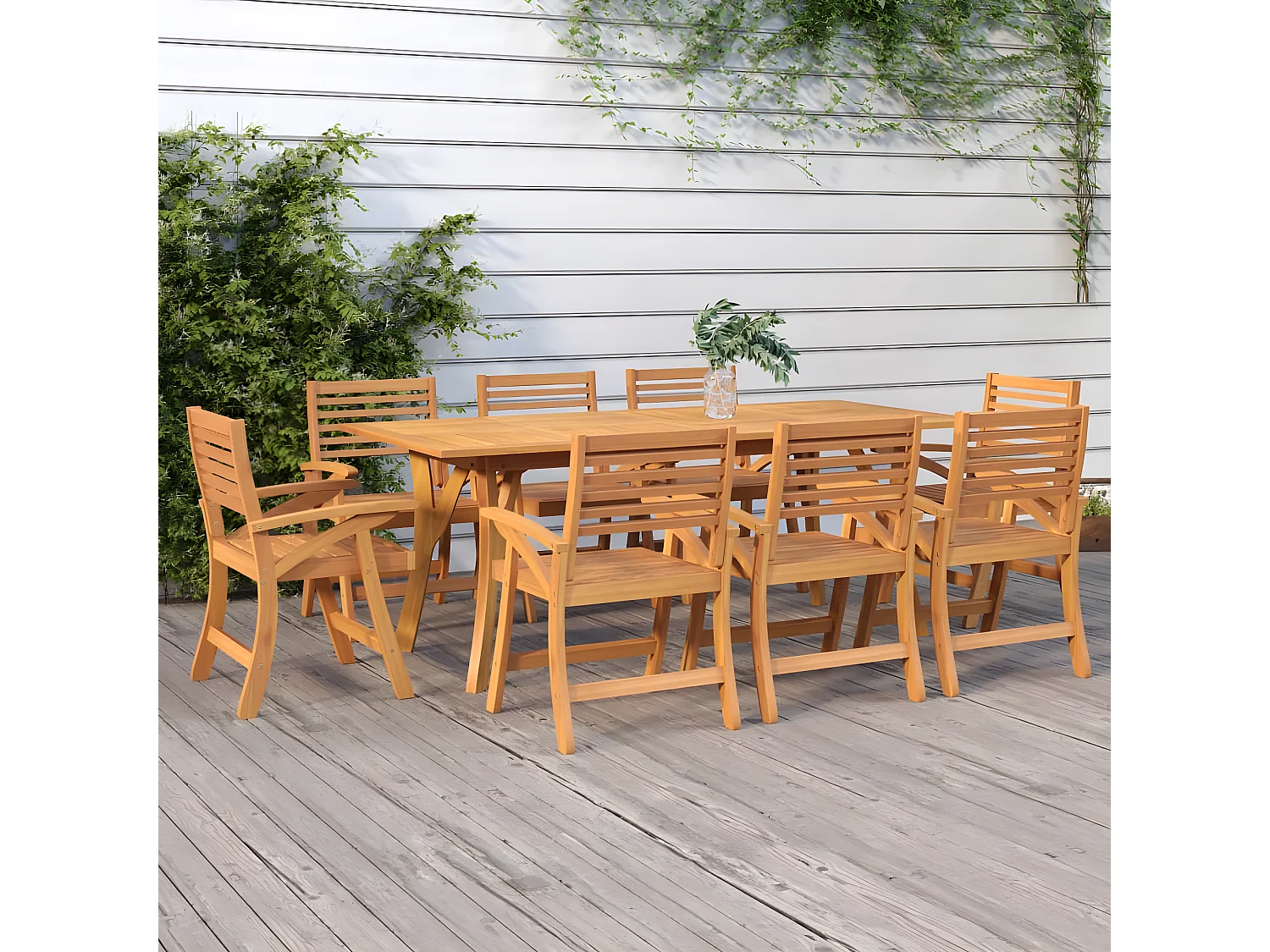 Thuin  Gartentisch 200x90x75 cm Massivholz Akazie