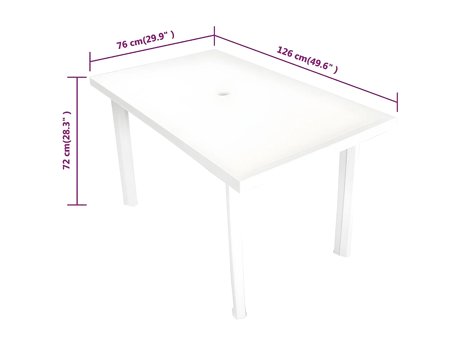 Taha  Table de jardin Blanc 126 x 76 x 72 cm Plastique