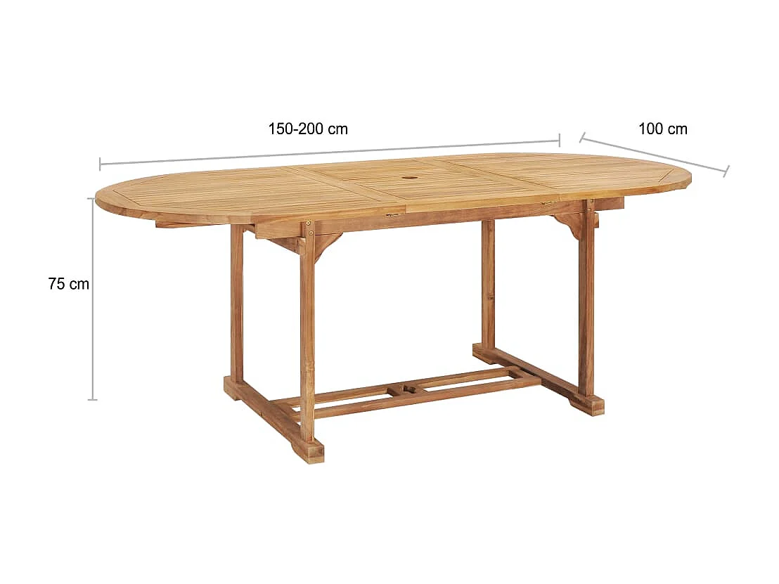 Sylanor  Garten-Ausziehtisch 150-200x100x75 cm Massivholz Teak