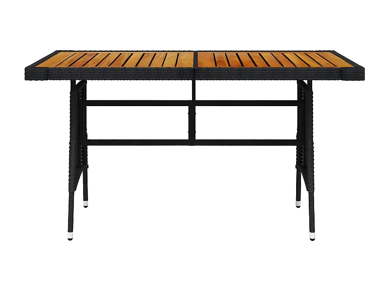 Claude  Gartentisch Schwarz 130x70x72cm Poly Rattan & Massivholz Akazie