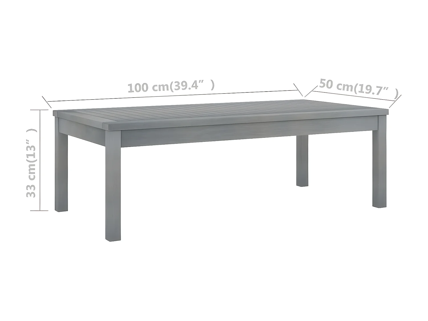 Garden Furniture -  Couchtisch 100x50x33 cm Grau Massivholz Akazie