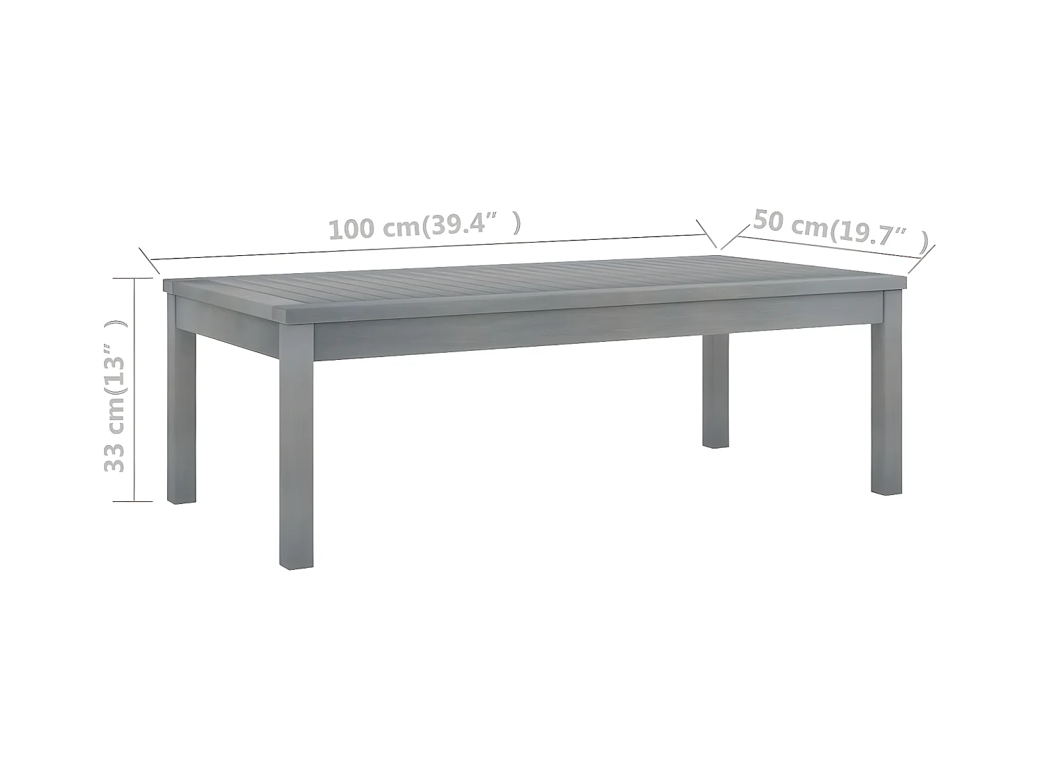 Garden Furniture -  Table basse 100x50x33 cm Gris Bois d'acacia solide