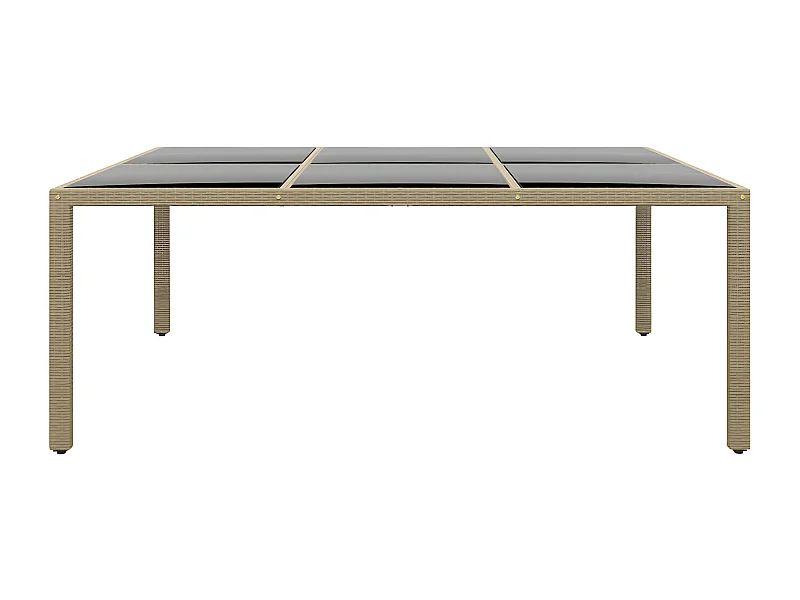 Hallgeir  Tuintafel 200x150x75 cm gehard glas en poly rattan beige