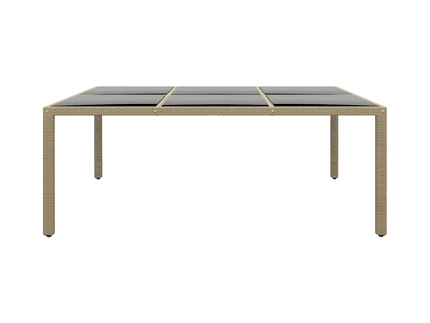 Hallgeir  Table de jardin 200x150x75 cm Verre trempé/résine tressée Beige