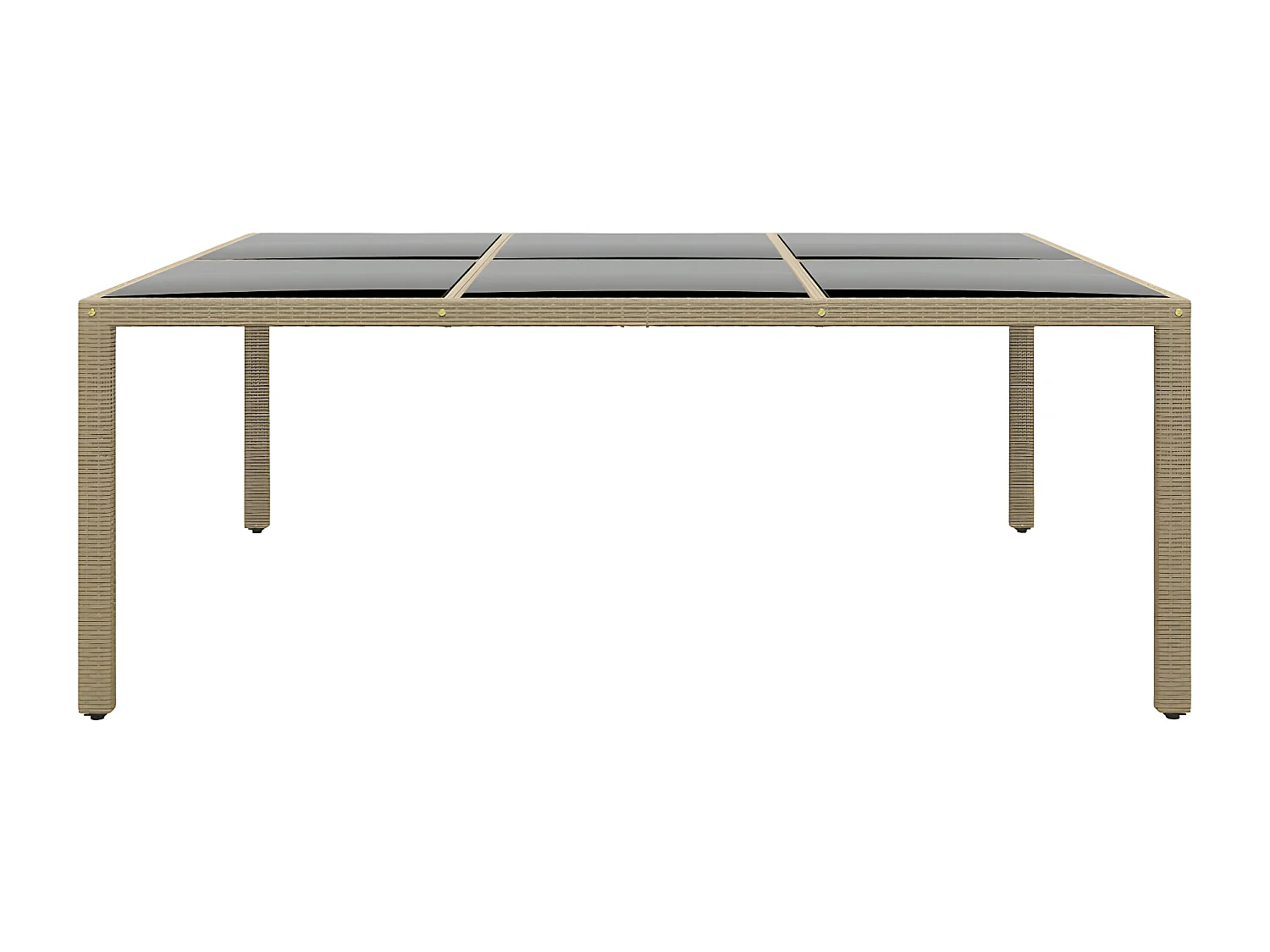 Hallgeir  Table de jardin 200x150x75 cm Verre trempé/résine tressée Beige