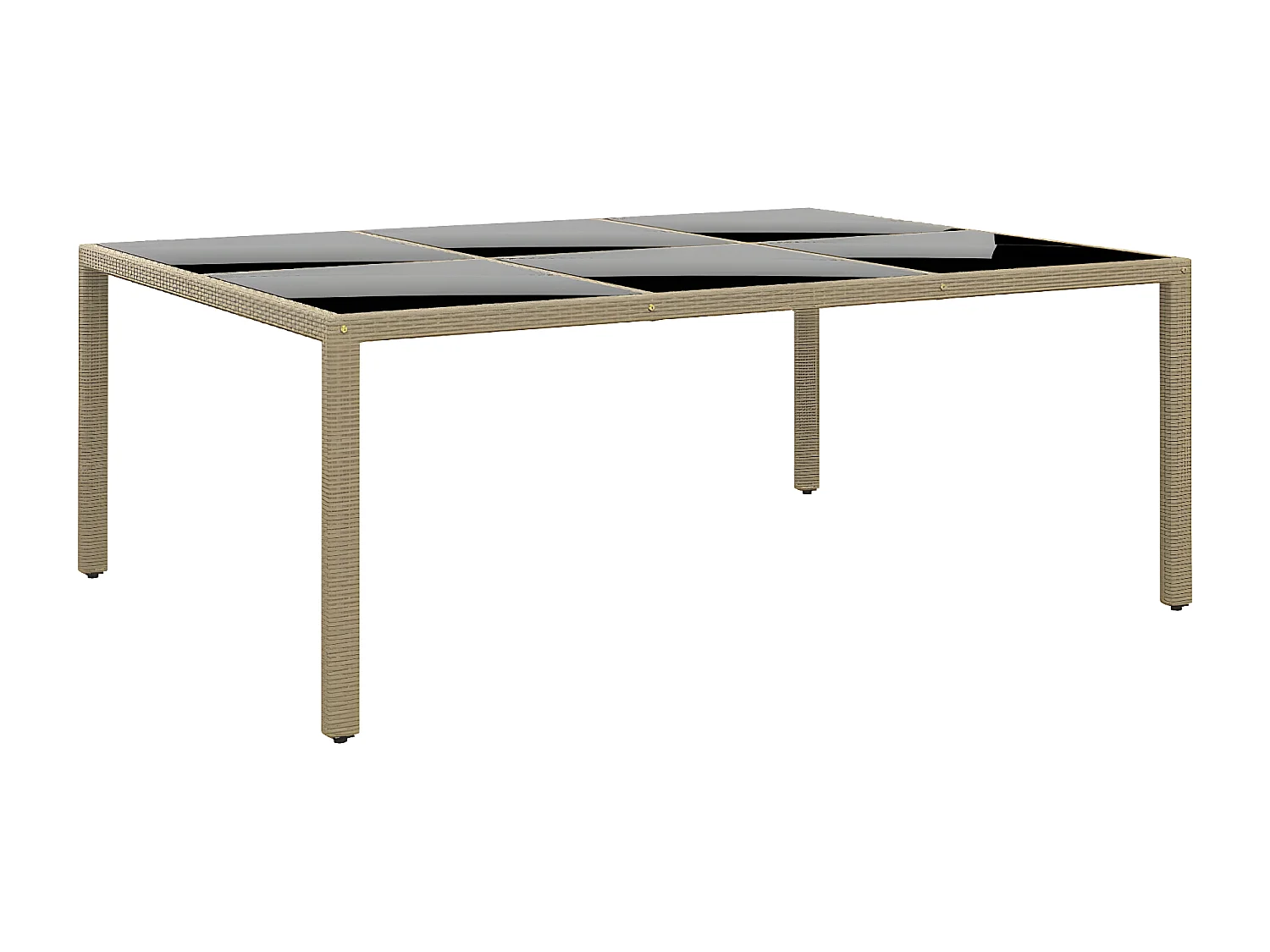 Hallgeir  Table de jardin 200x150x75 cm Verre trempé/résine tressée Beige