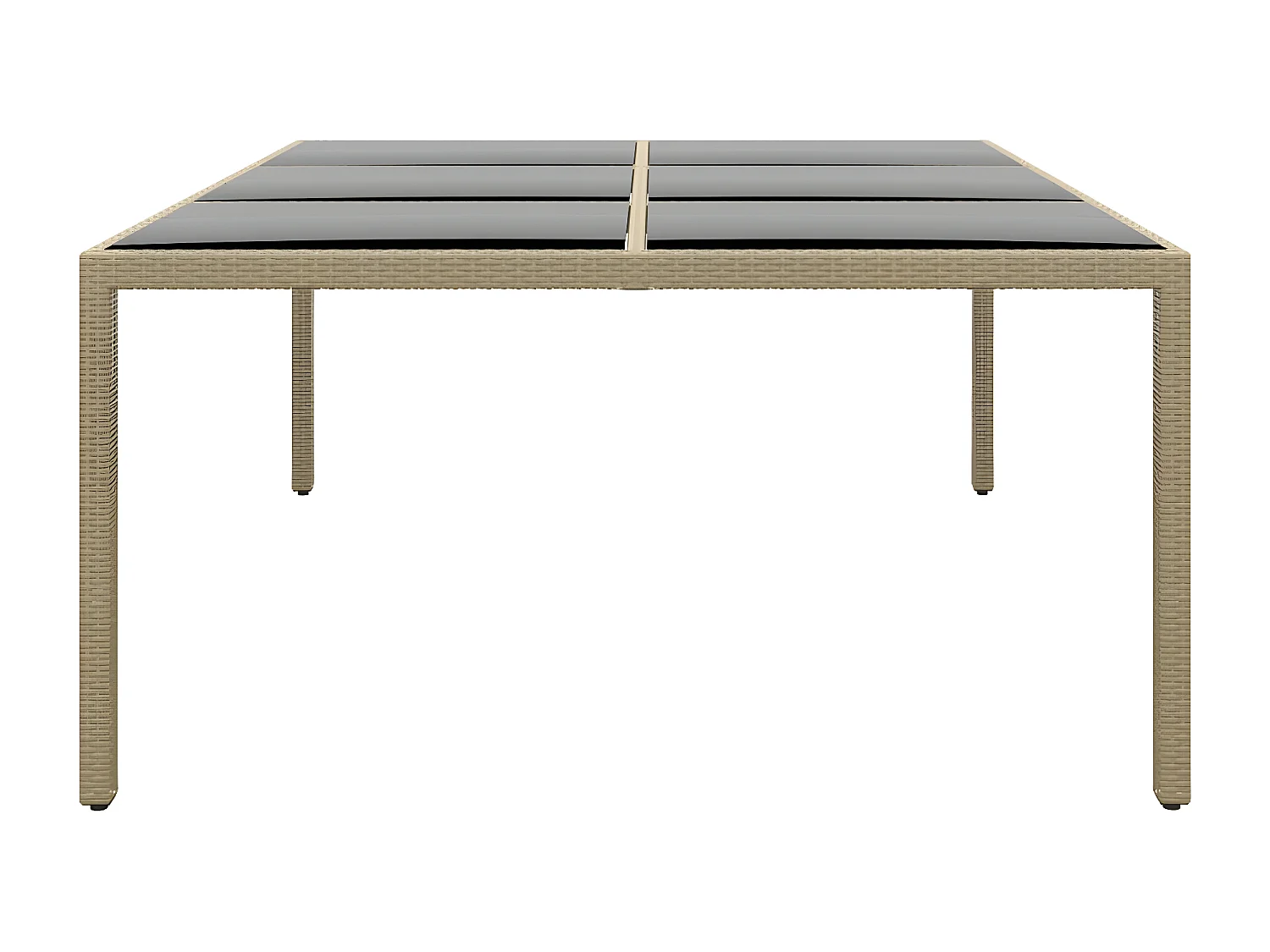 Hallgeir  Table de jardin 200x150x75 cm Verre trempé/résine tressée Beige