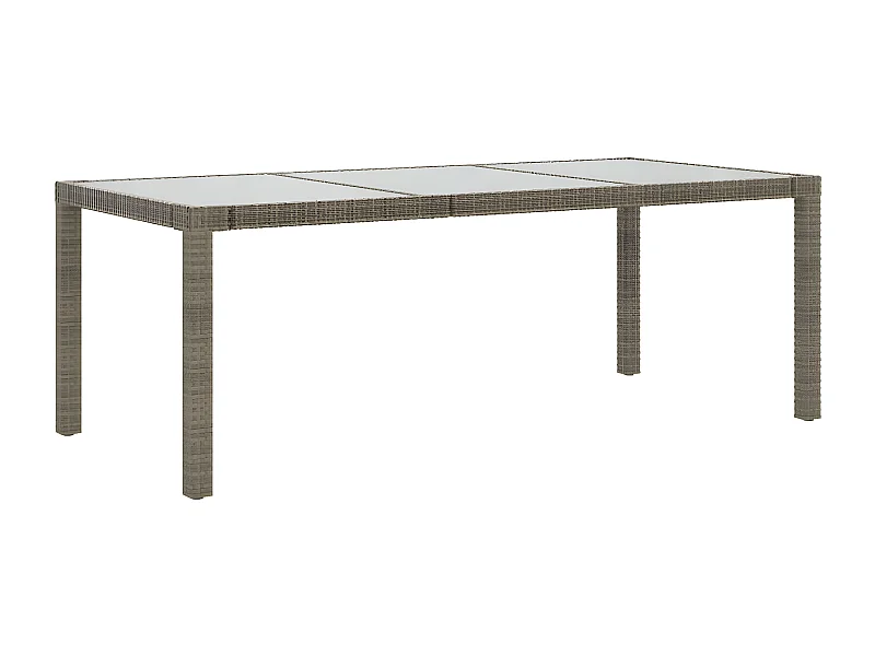 Orson  Gartentisch Grau 190x90x75 cm Hartglas und Poly Rattan