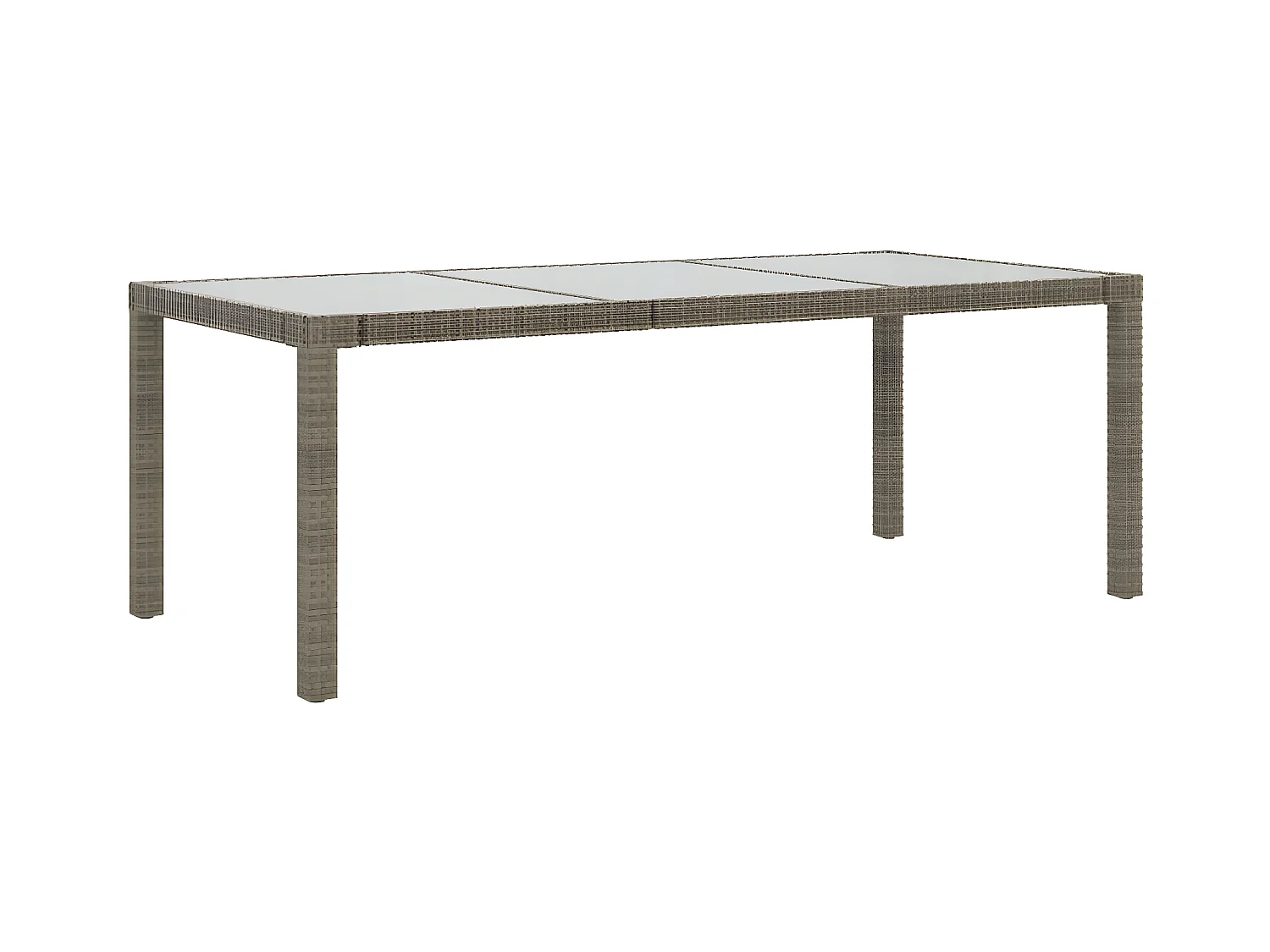 Orson  Table de jardin Gris 190x90x75 cm Verre trempé/résine tressée