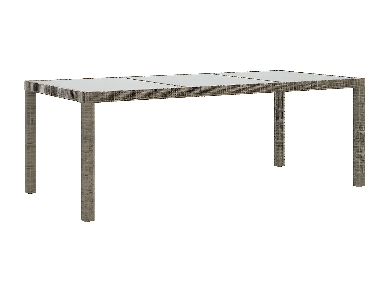 Orson  Table de jardin Gris 190x90x75 cm Verre trempé/résine tressée