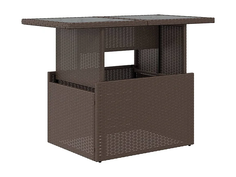 Pyr  Tuintafel met glazen blad 100x55x73 cm poly rattan bruin