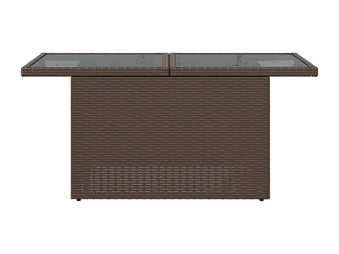 Pyr  Tuintafel met glazen blad 100x55x73 cm poly rattan bruin