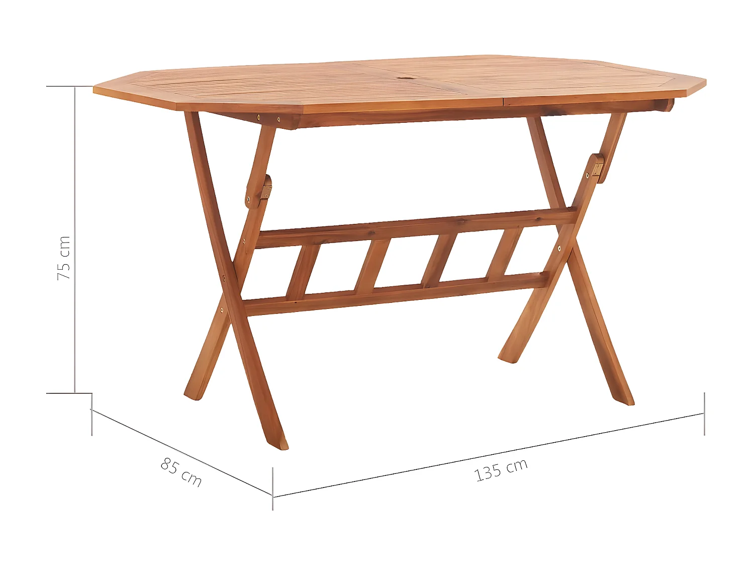 Greet  Table pliable de jardin 135 x 85 x 75 cm Bois d'acacia massif