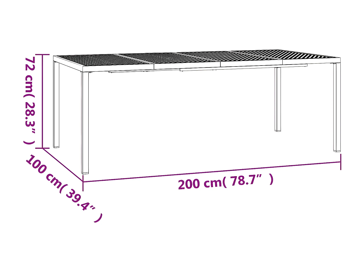 Chubbuck  Tuintafel 200x100x72 cm staal antracietkleurig
