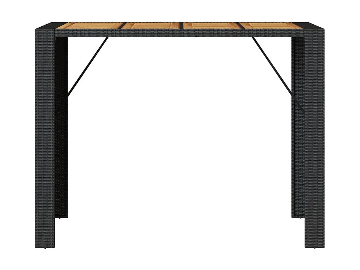 Karaca  Tuinbartafel acaciahouten blad 145x80x110 cm poly rattan zwart