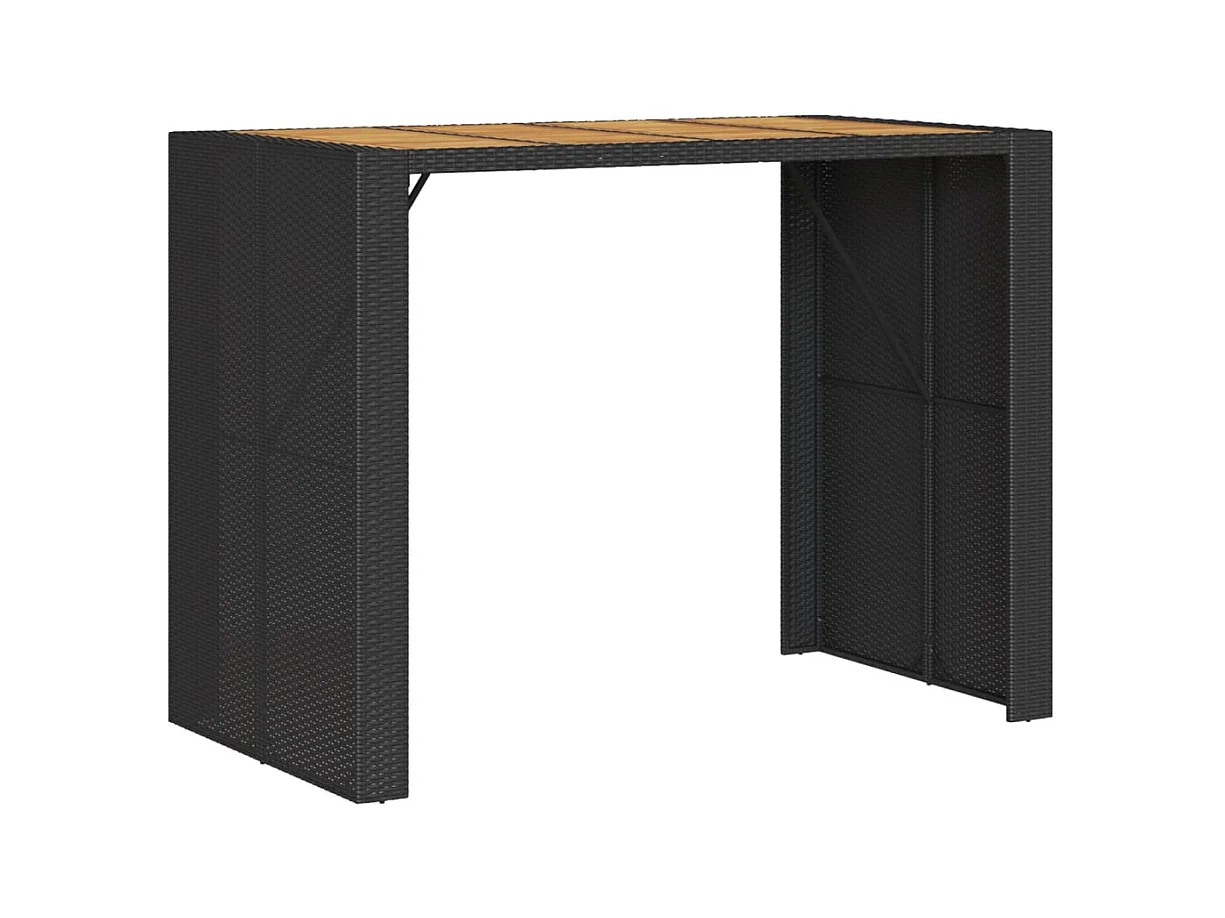 Karaca  Table de bar de jardin et dessus en bois acacia résine tressée