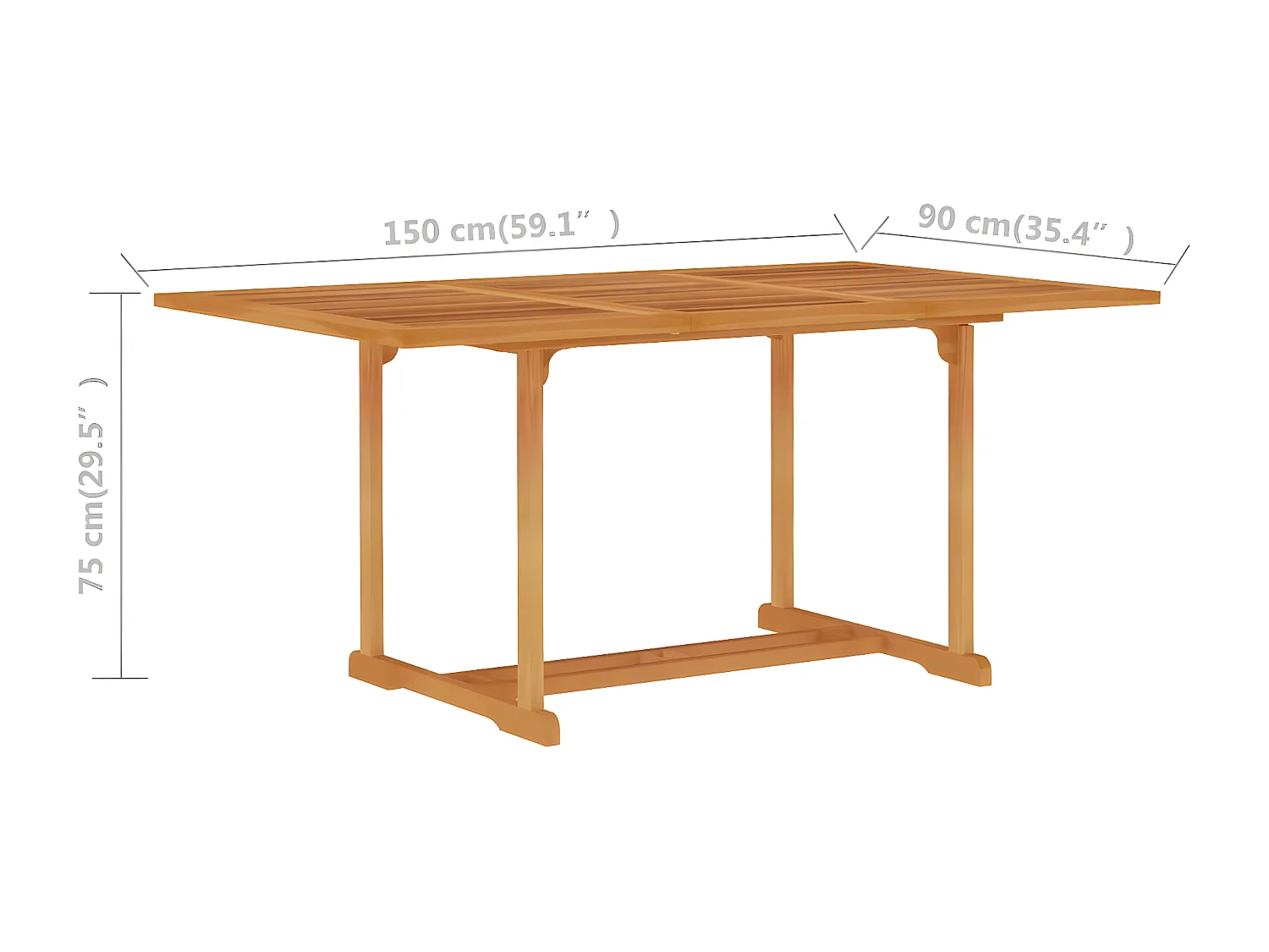 Sandro  Table de jardin 150x90x75 cm Bois de teck massif