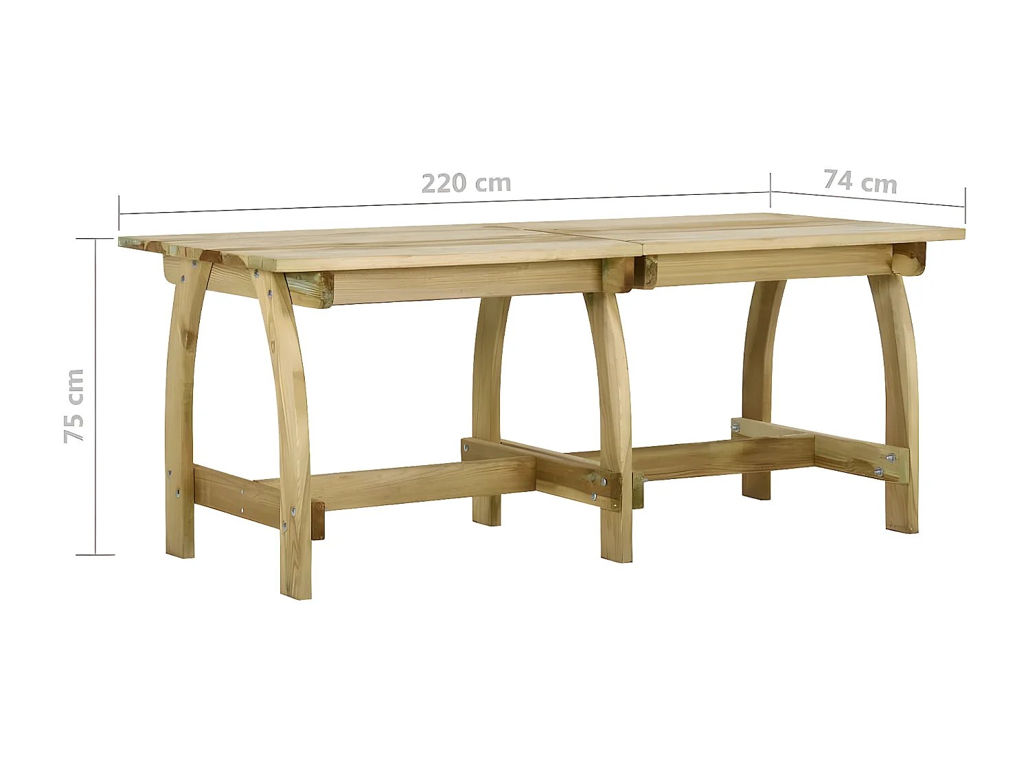 Thordir  Table de jardin 220x74x75 cm Bois de pin imprégné