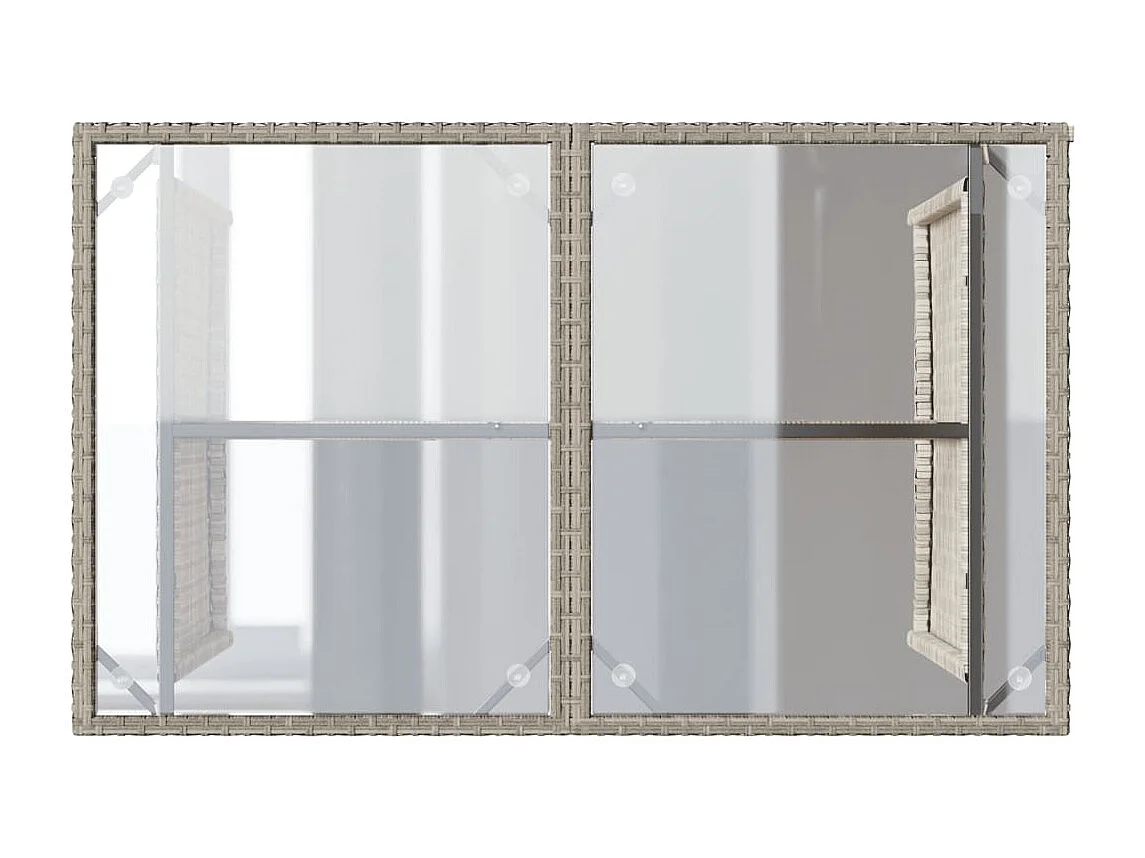 Sylvi  Gartentisch mit Glasplatte Hellgrau 110x68x70 cm Poly Rattan