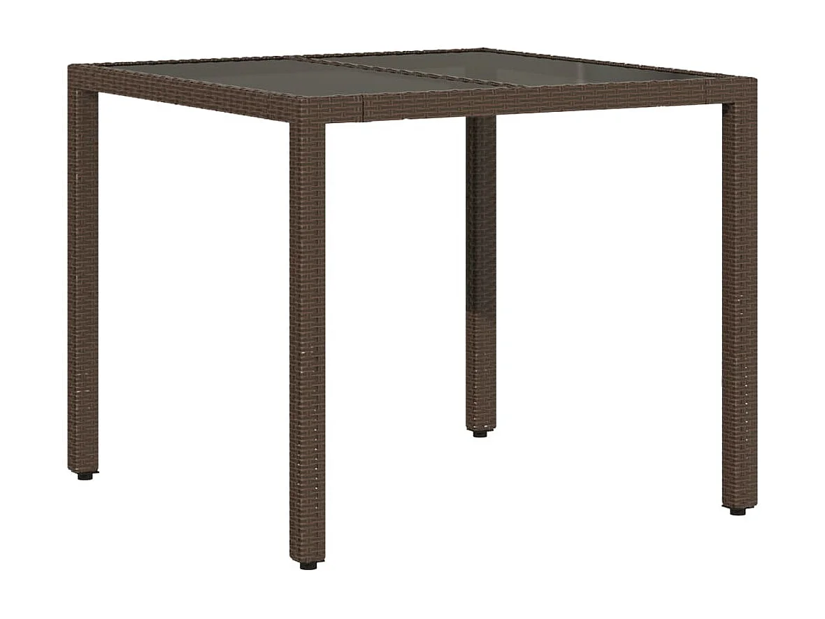 Garden Furniture -  Table de jardin avec dessus en verre marron résine tressée