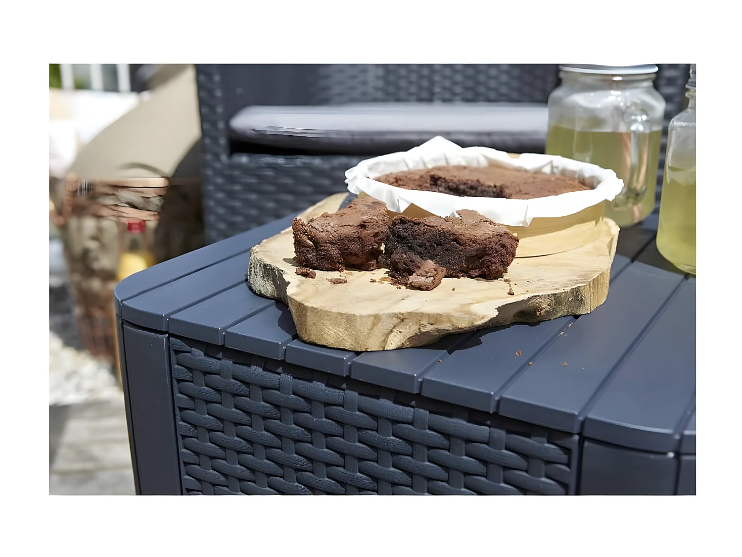 Prolenta Premium -  Table d'appoint de jardin Luzon Osier plat Grapte