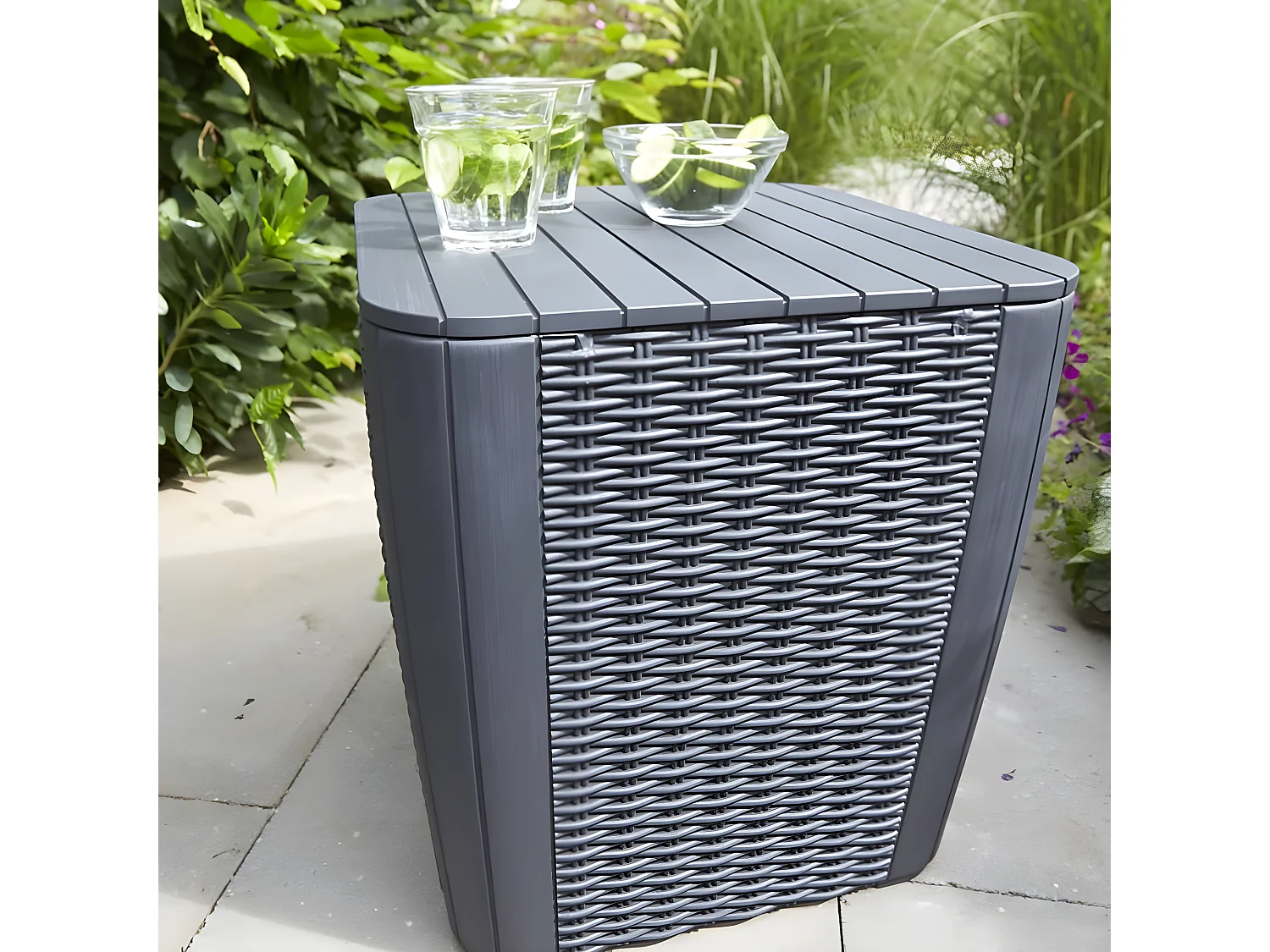 Prolenta Premium -  Table d'appoint de jardin Luzon Osier plat Grapte