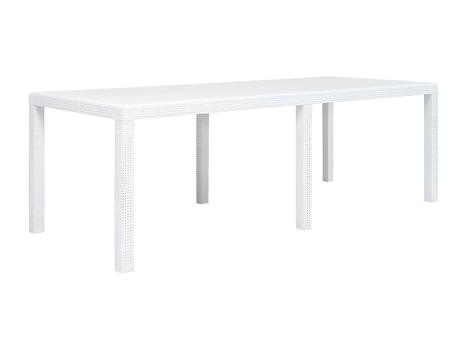 Celandor  Table de jardin Blanc 220x90x72 cm Plastique Aspect de rotin