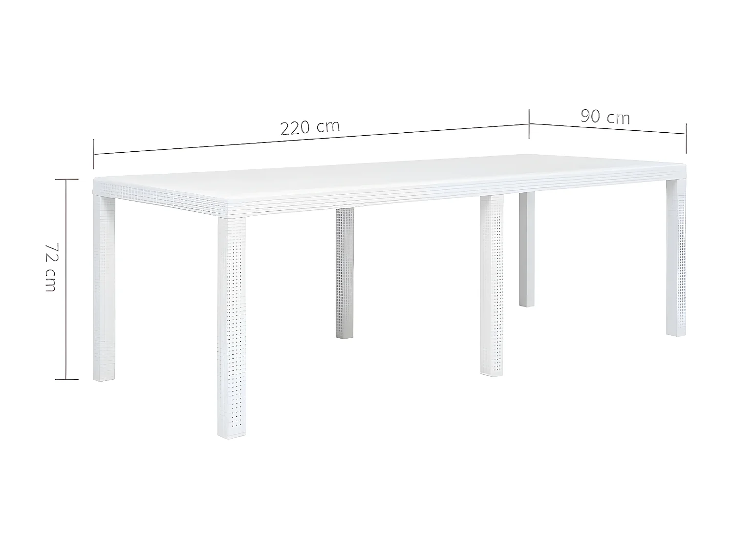 Celandor  Table de jardin Blanc 220x90x72 cm Plastique Aspect de rotin