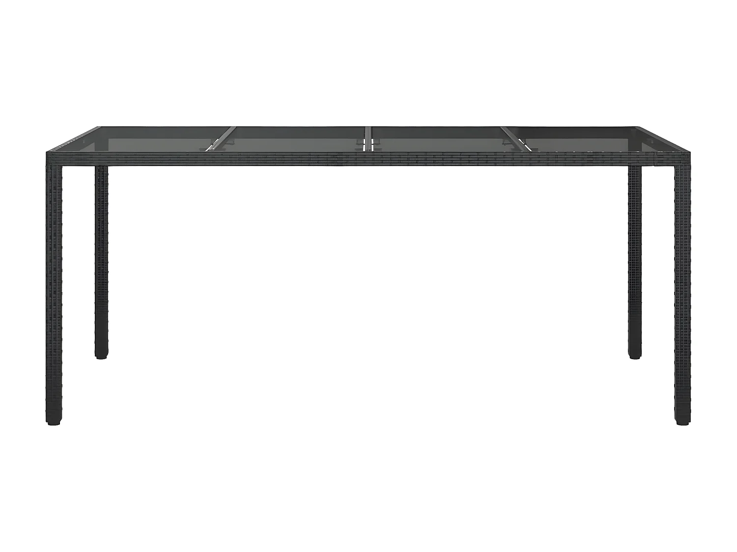 Orson  Table de jardin Noir 190x90x75 cm Verre trempé/résine tressée