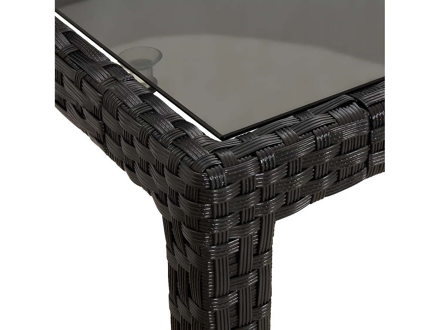Orson  Table de jardin Noir 190x90x75 cm Verre trempé/résine tressée