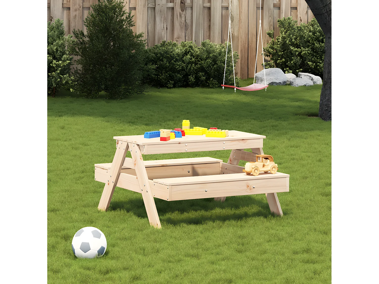 Quindel  Tavolo da Picnic per Bambini 88x97x52 cm Legno Massello di Pino