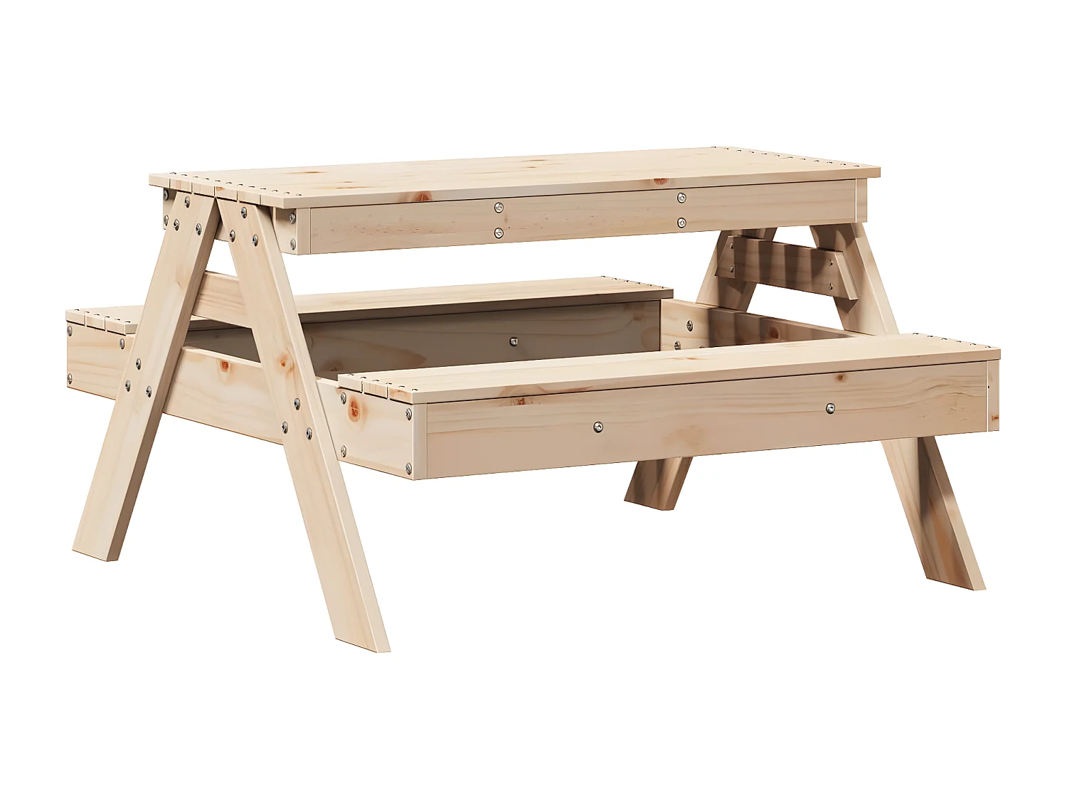 Quindel  Tavolo da Picnic per Bambini 88x97x52 cm Legno Massello di Pino