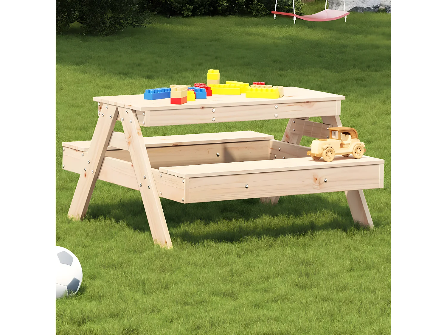 Quindel  Table de pique-nique pour enfants 88x97x52cm bois massif de pin