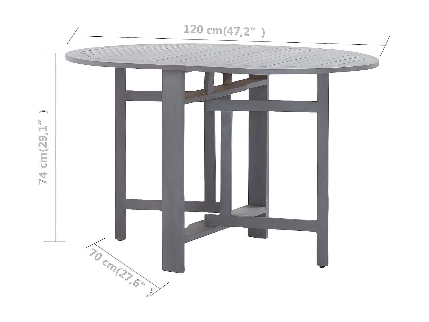 Garden Furniture -  Table de jardin Gris 120x70x74 cm Bois d'acacia massif