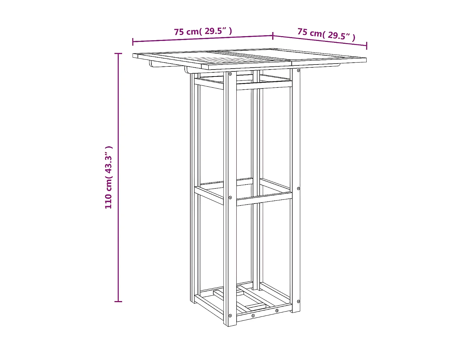 Prolenta Premium -  Bistrotisch 75x75x110 cm Massivholz Akazie