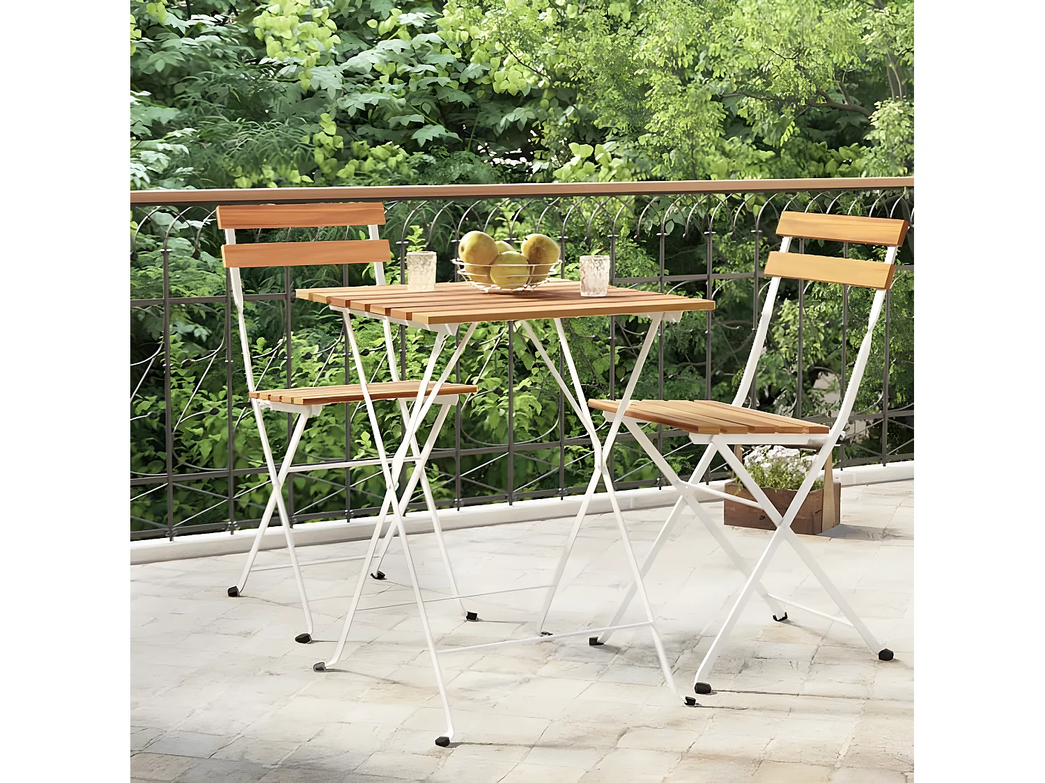 Ollerup  Bistrotisch Klappbar 55x54x71 cm Massivholz Akazie und Stahl