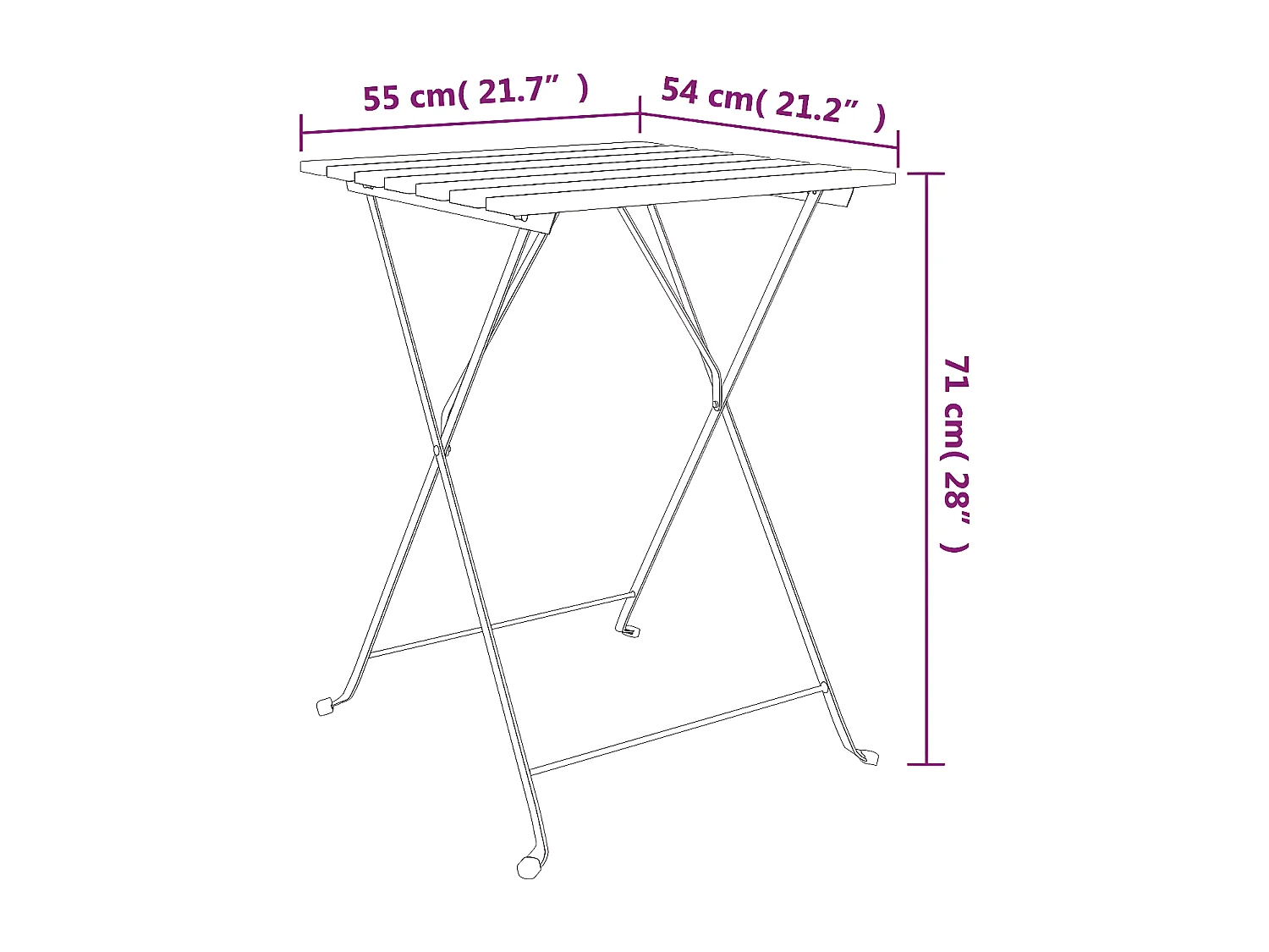 Ollerup  Bistrotisch Klappbar 55x54x71 cm Massivholz Akazie und Stahl