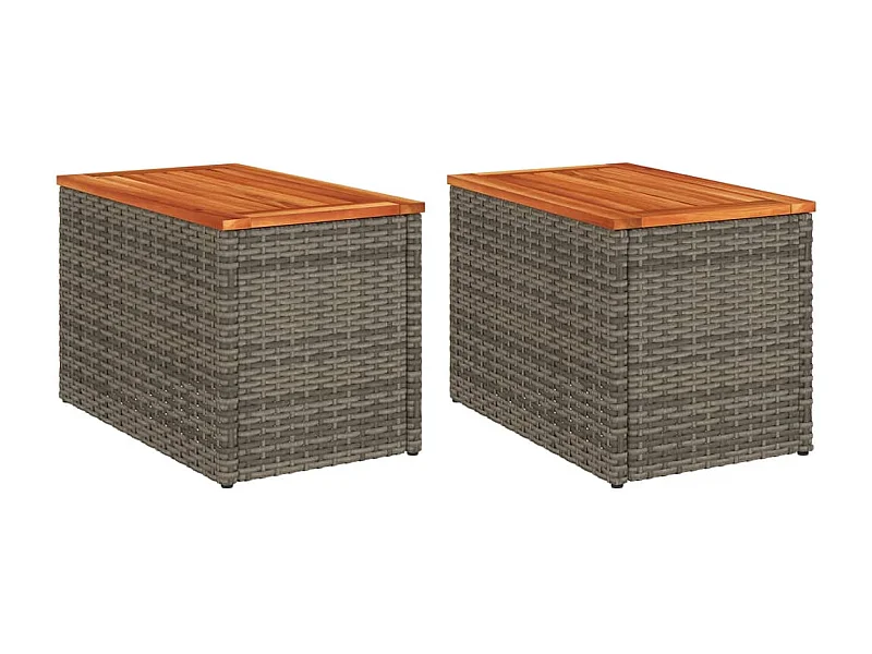 Emely  Tables d'appoint de jardin 2 pcs gris rotin bois massif