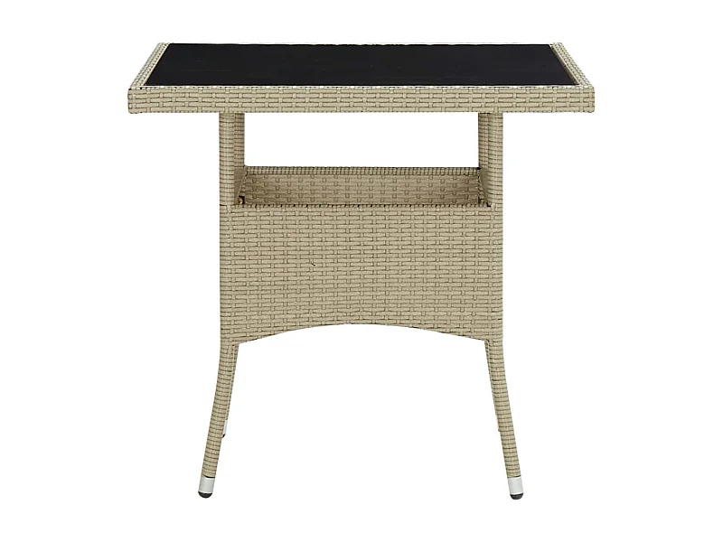 Iver  Tuintafel poly rattan en glas beige